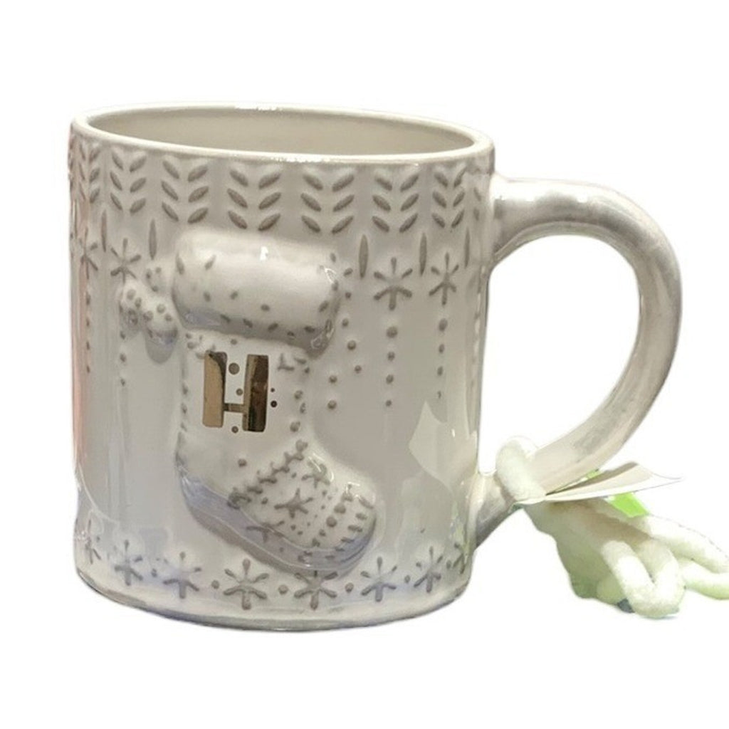 NWT Anthropologie Snowcap Reactive-Glazed Monogram Mug H