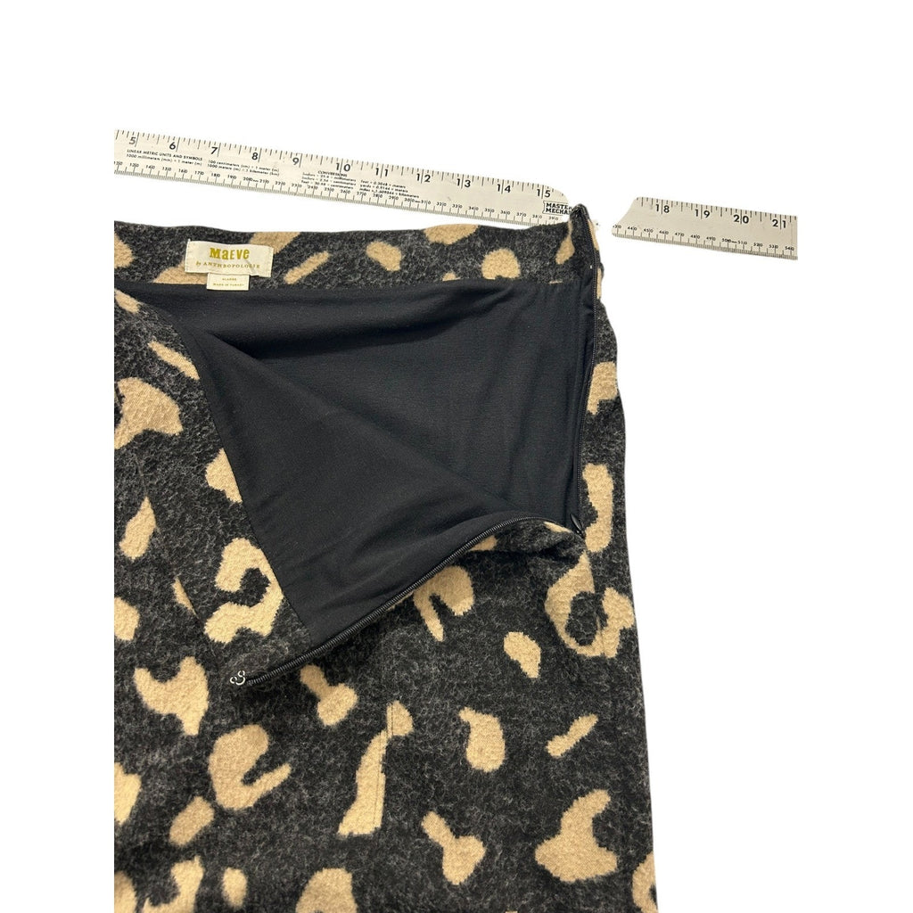 Anthropologie Maeve Delphine Leopard Sweater Pencil Skirt XL Gray Tan Midi Lined