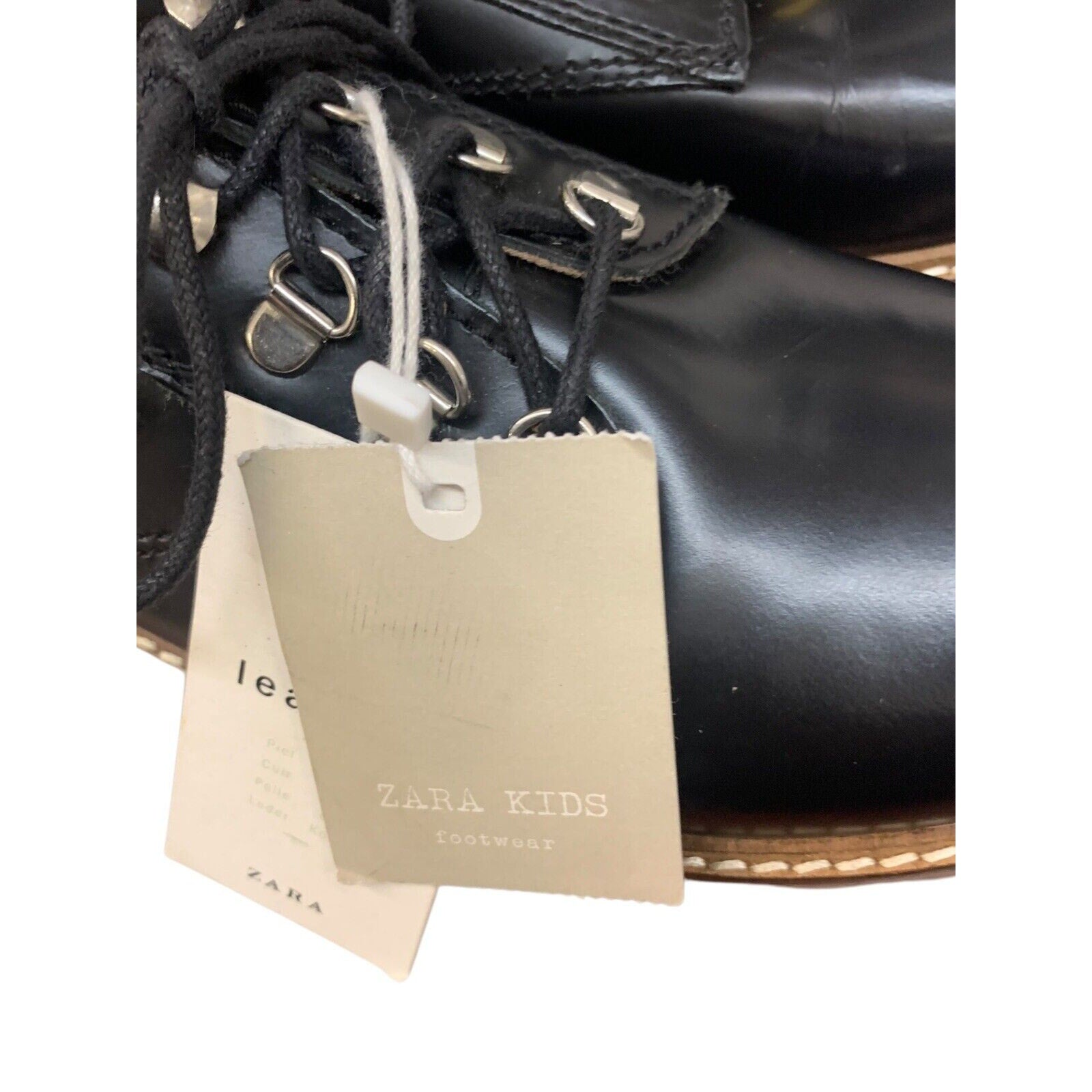 Zara Girls Lace Up Black Low Ankle Oxford Shoe new with tags SZ 36 4 us