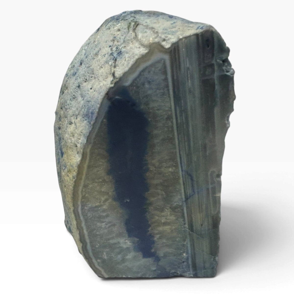 Blue Agate Geode Polished Crystal Druzy Mineral Specimen 2.5 lbs Display Rare
