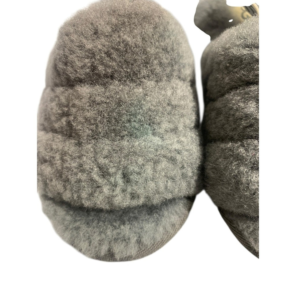 UGG Kids Fluff Yeah Slide Slippers Gray Fuzzy US 10 KIDS back Sandals, Comfy SZ