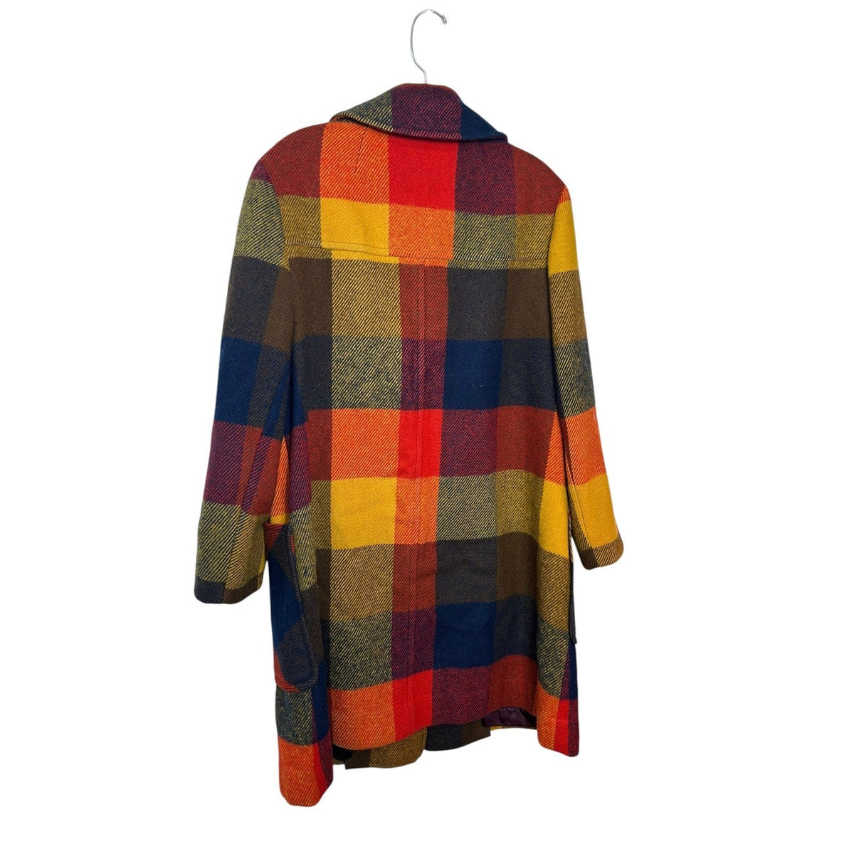 Vintage Pendleton Knockabouts Wool Plaid Coat Lobster Claw Toggle Red Orange L