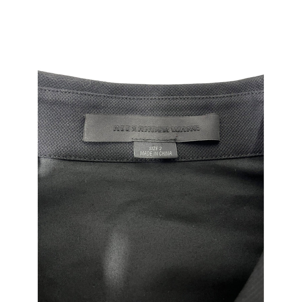 Alexander Wang Black Cotton Cutout Tie Waist Shirt Dress Size 2 Long Sleeve