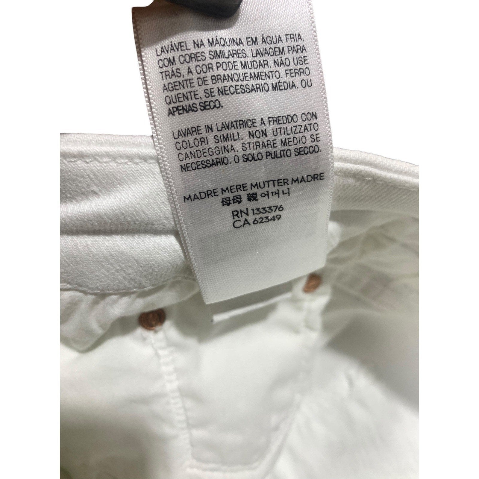 Mother High Waisted Looker Ankle Fray Jeans White Fairest Of Them All Skinny 29