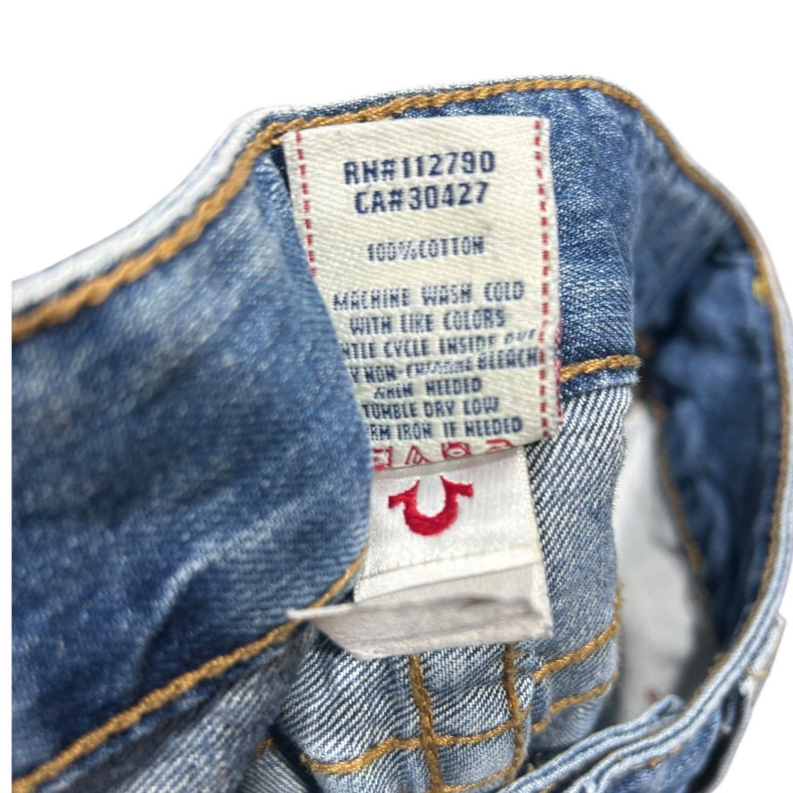 True Religion Jess Low Rise Denim Shorts Medium Wash Blue Size 26 Made in USA