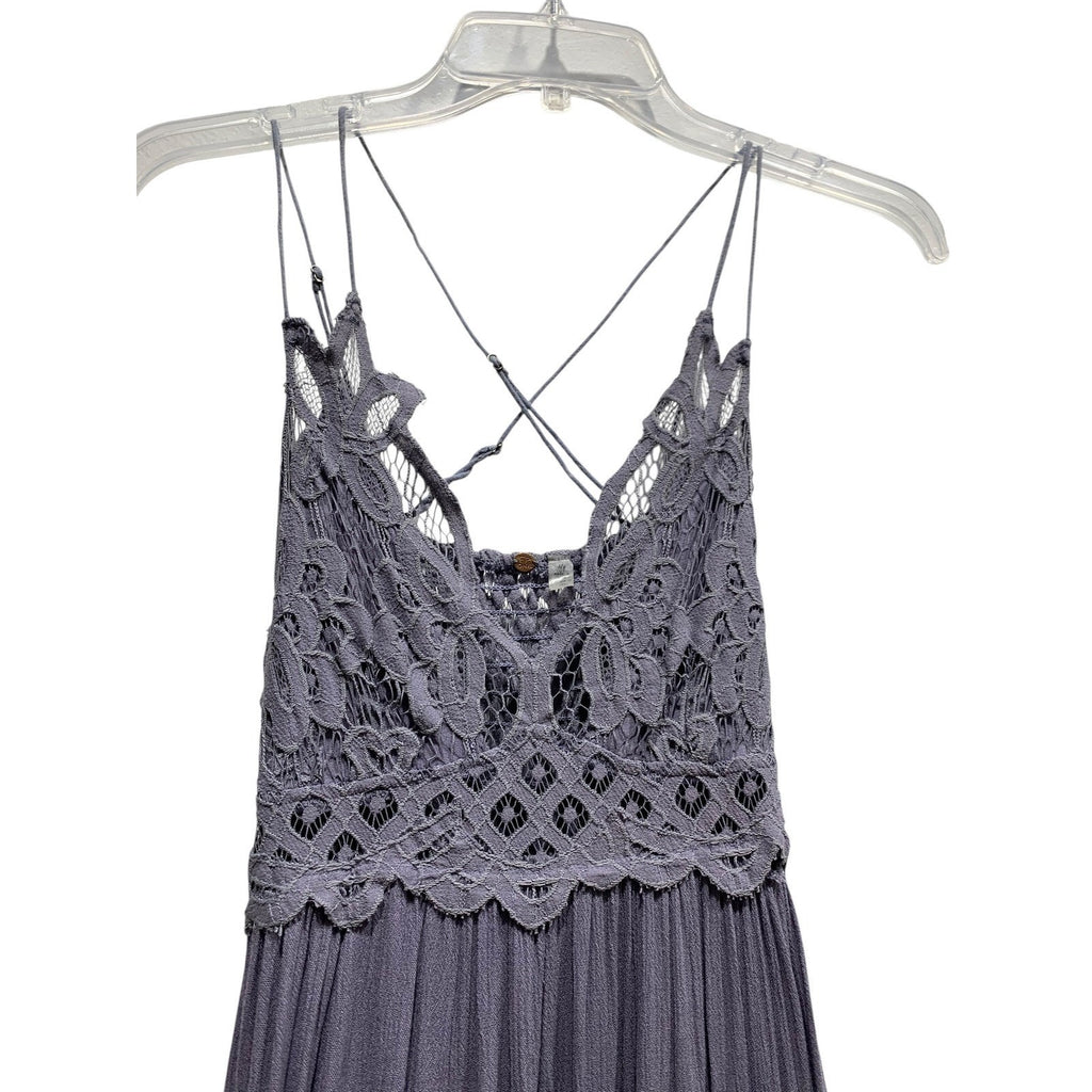 Free People Adella Lace Maxi Dress Lavender Purple Lace Strap Ruffle S/P