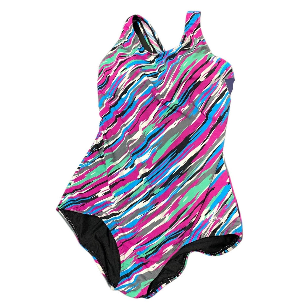 Dolfin Aquashape Womens 40/14 Conservative Lap Suit One Piece Swimsuit Multi NWT