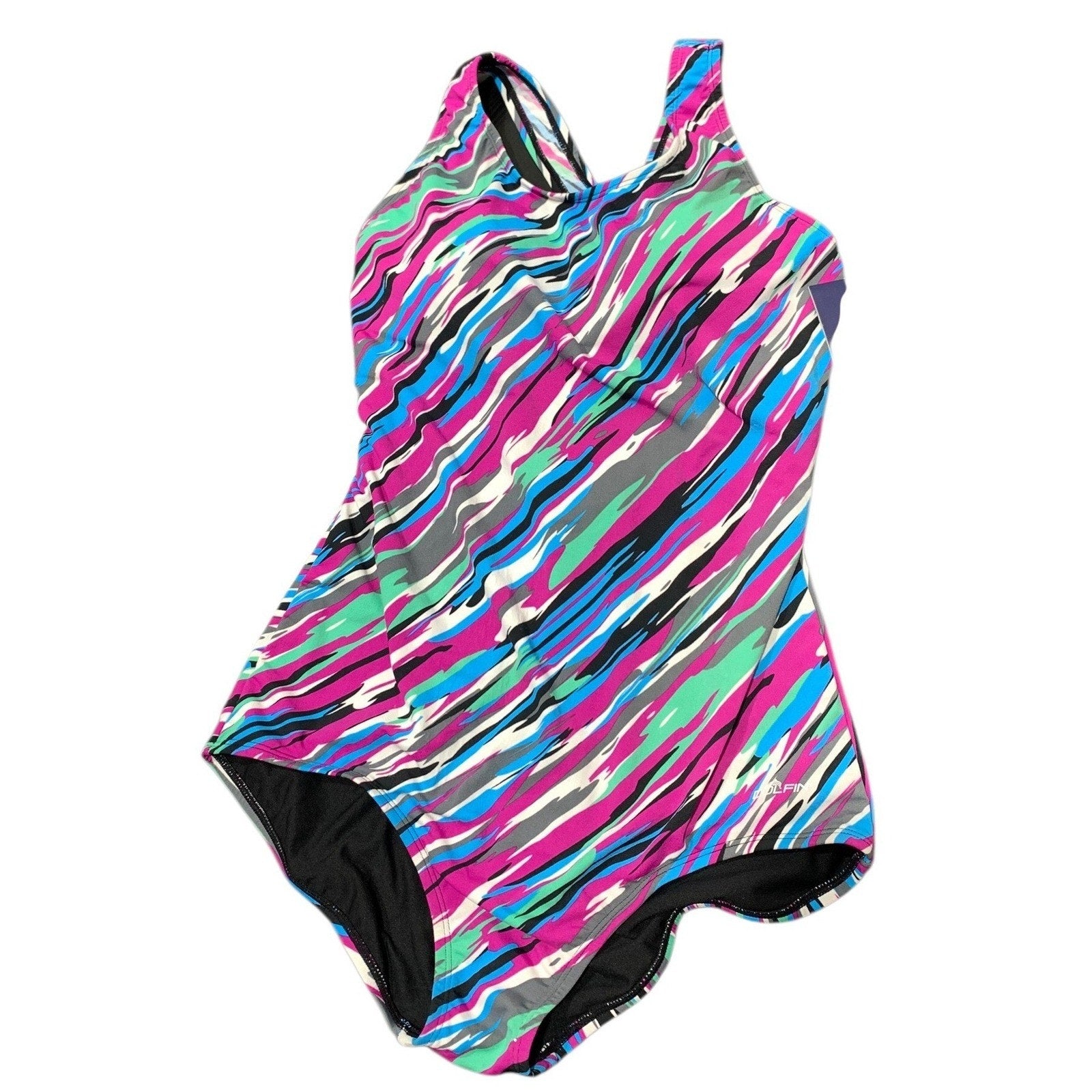 Dolfin Aquashape Womens 40/14 Conservative Lap Suit One Piece Swimsuit Multi NWT