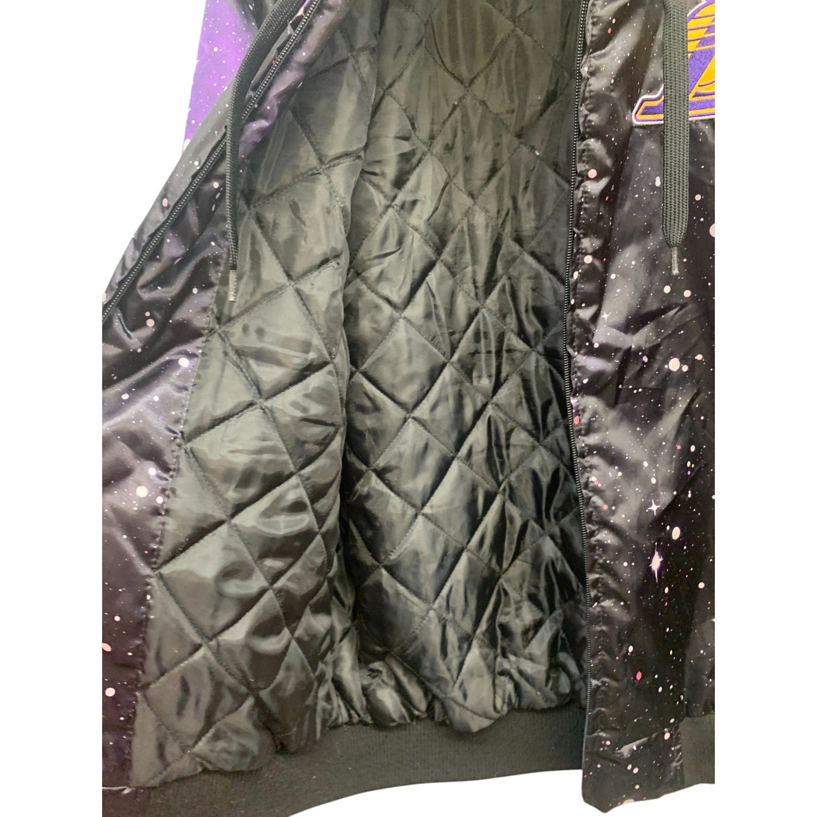 LA LAKERS GALAXY NBA SPACE HOODIE JACKET Puffer SZ S