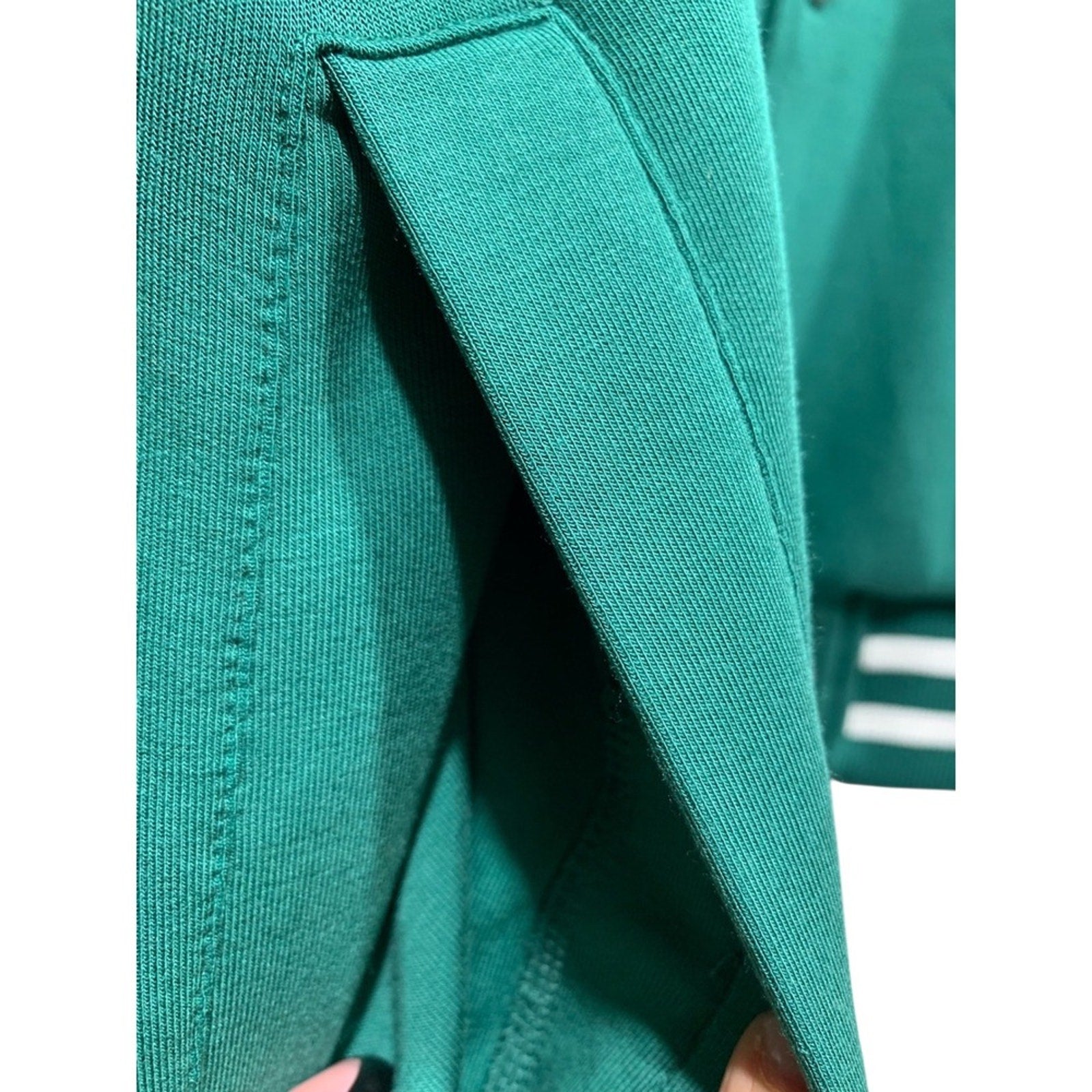 VARLEY Jepson Club Jacket Green DoubleSoft Varsity Style Snap Front Women Small
