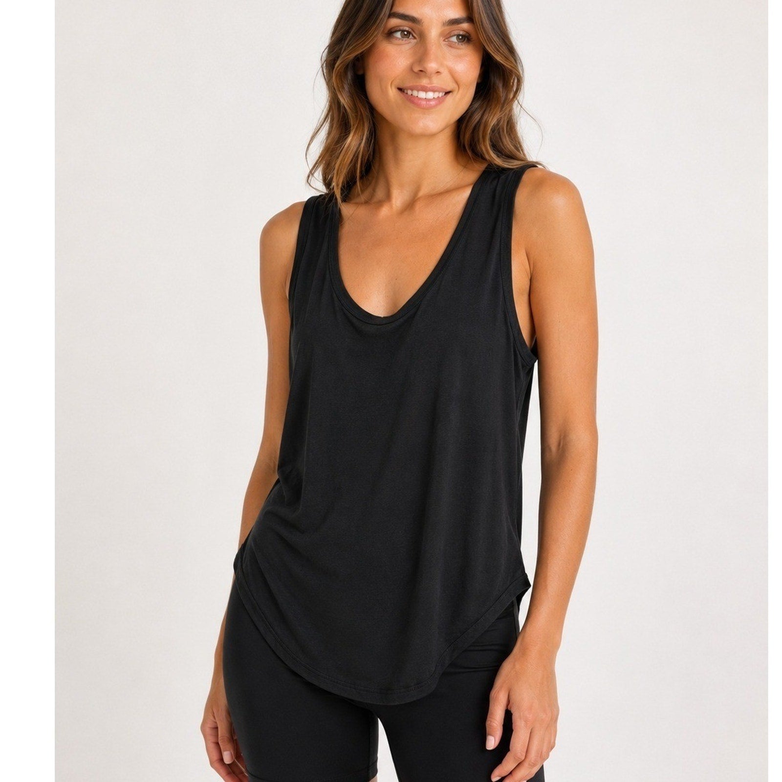 ATM Anthony Thomas Melillo Black 100% Modal Scoop Neck Tank Top Womens Size M