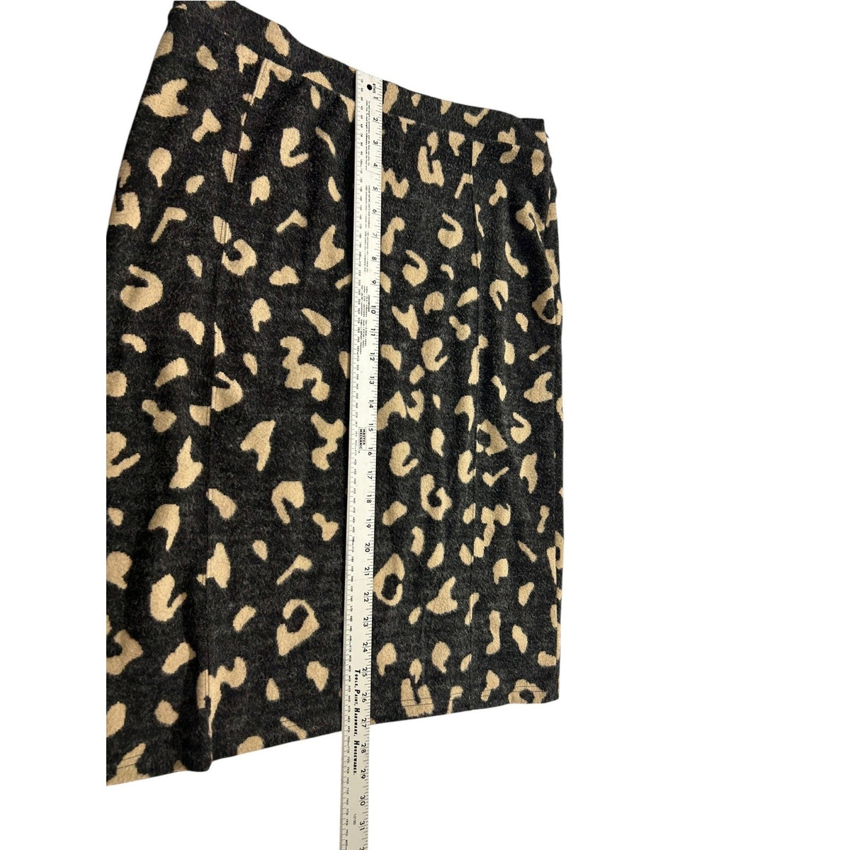 Anthropologie Maeve Delphine Leopard Sweater Pencil Skirt XL Gray Tan Midi Lined