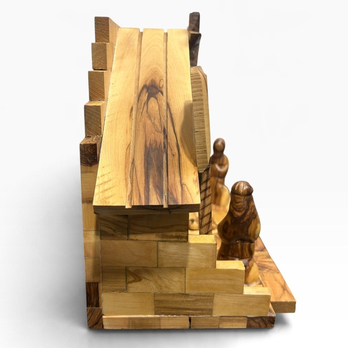 Made In Bethlehem Israel Olive Wood Nativity Scene Hand Carved Manger Set