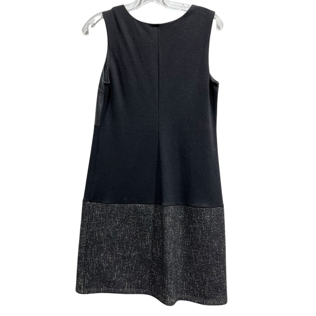 BAILEY44 Black Faux Leather & Sparkle Panel Sleeveless Shift Dress Size M