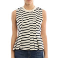T by Alexander Wang Womens XS Striped Sleeveless Peplum Top Ivory 100% Cotton