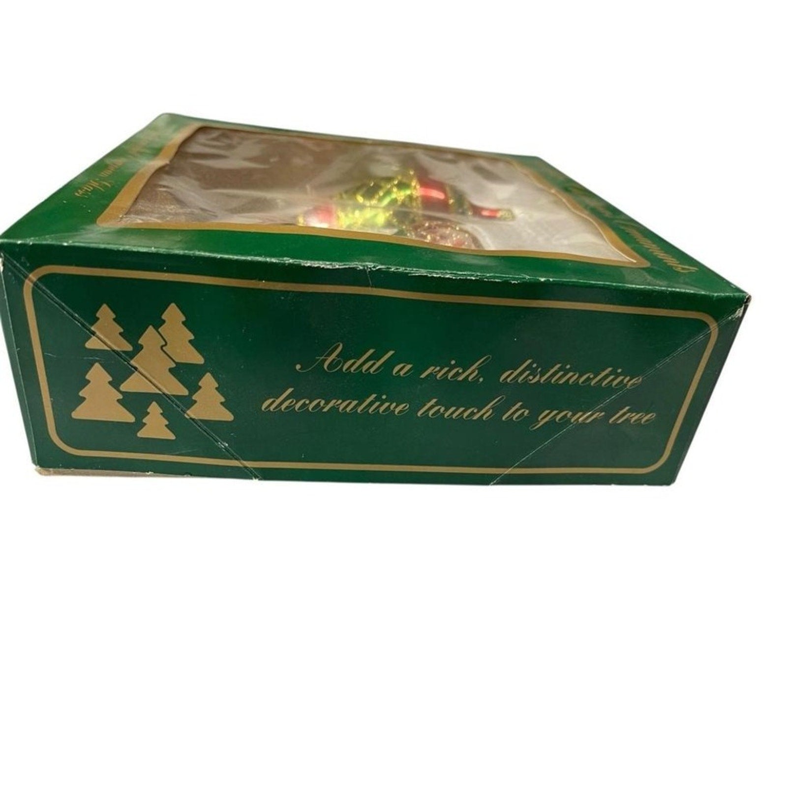 Vintage European Glass Christmas Ornaments Set Red Green Glitter Baubles
