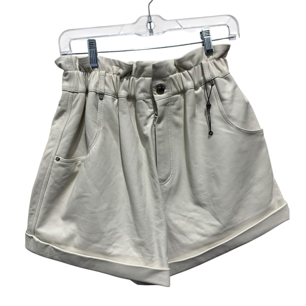 GRLFRND Leather Shorts SZ large white shorts NWOT