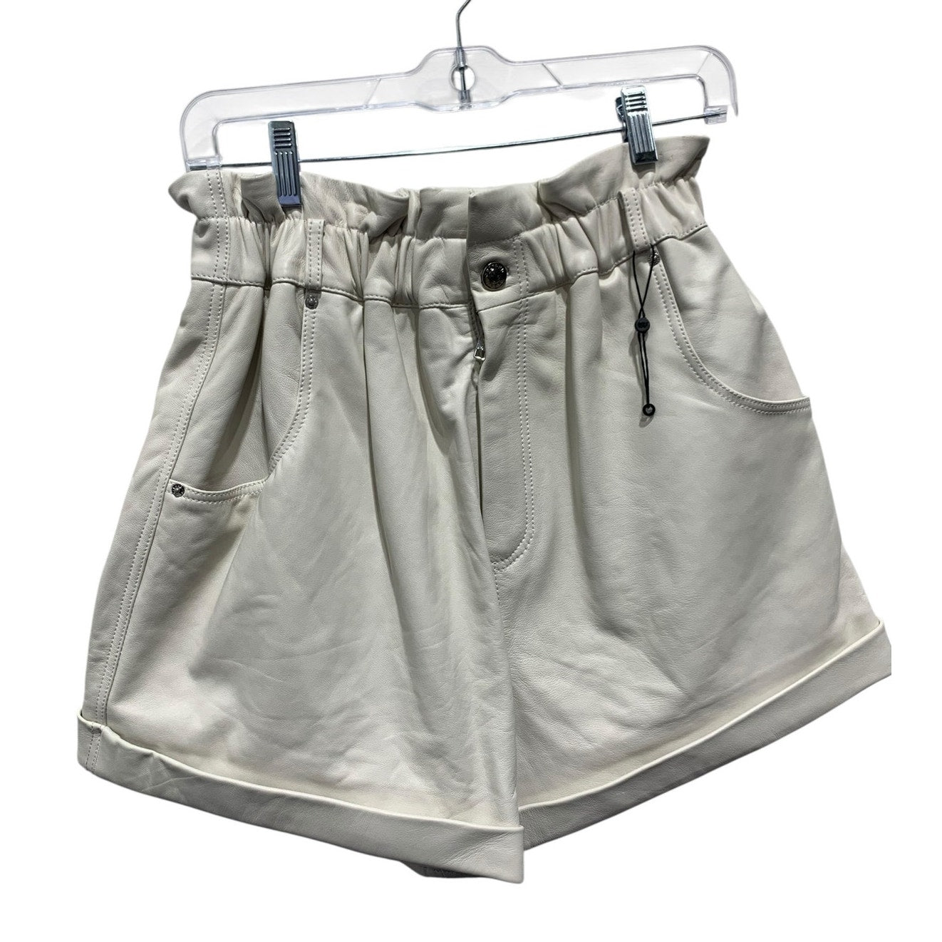 GRLFRND Leather Shorts SZ large white shorts NWOT
