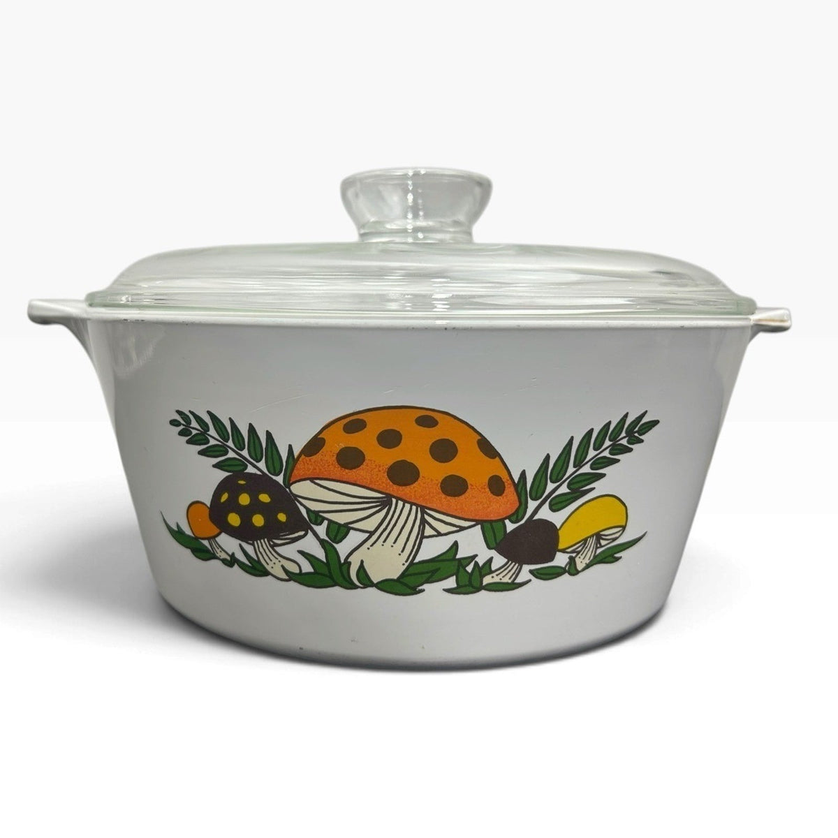 Vintage Corning Ware Merry Mushrooms 2.5 Quart Round Casserole Dish with Lid