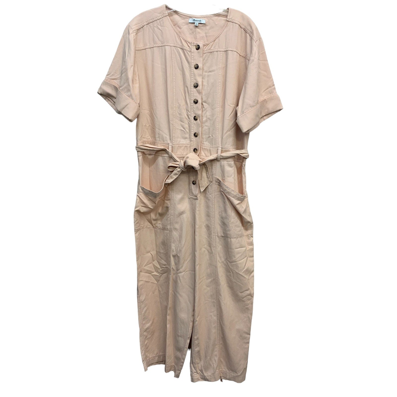 MADEWELL Top-Stitched Coverall Jumpsuit Bashful Blush sz 10