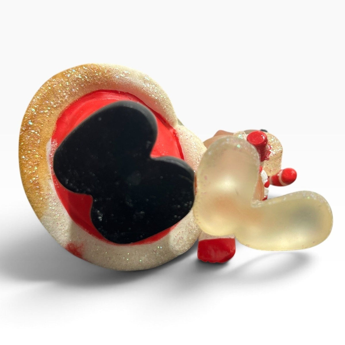 Disney Santa Claus and Mickey Mouse Christmas Ornament Glitter Accents 4x3 VTG