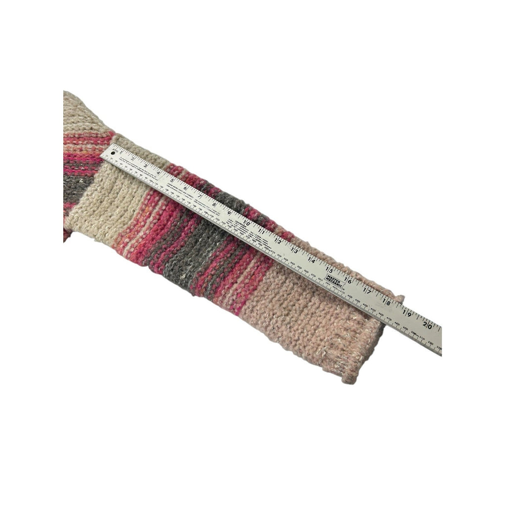 Pilcro Anthropologie Pink Striped Boucle Wool Blend Chunky Sweater XS cozy prep