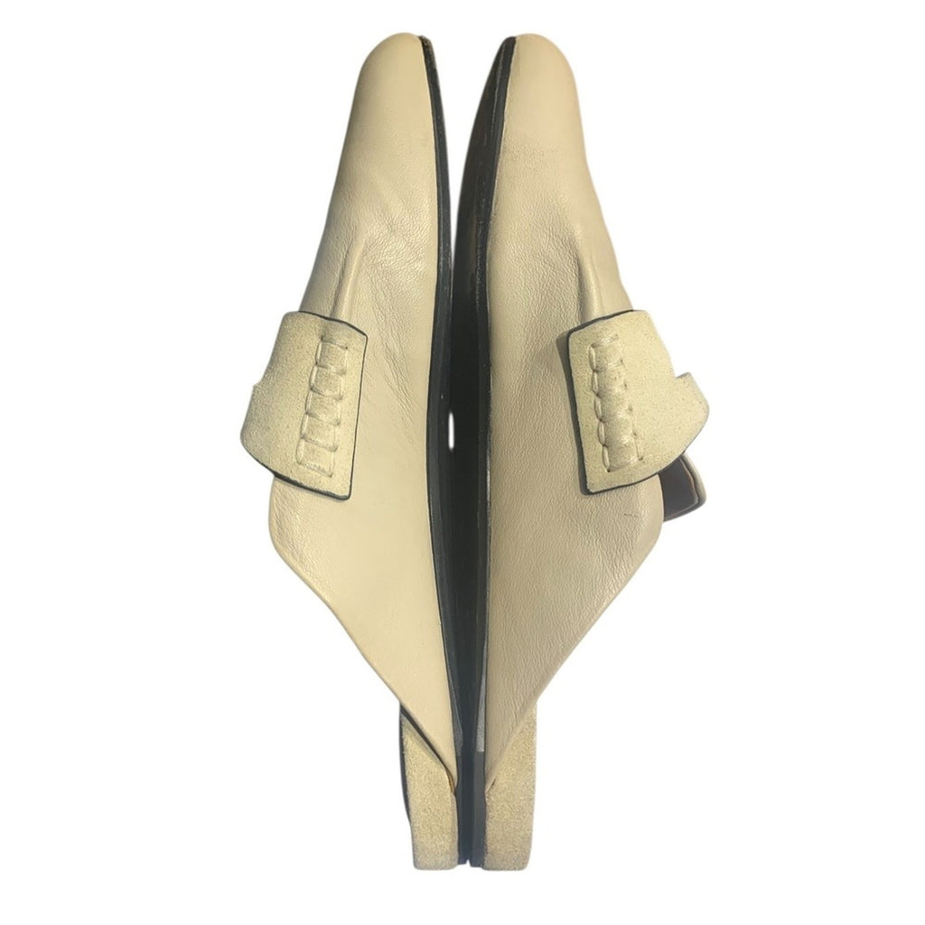 Rag Bone New York Beige Leather Slip On Mules Loafers Women's Size 37.5 us 7.5