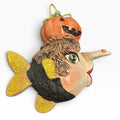 Katherine's Collection Halloween Fish Ornament Pumpkin Hat Gold Glitter Tag Cute