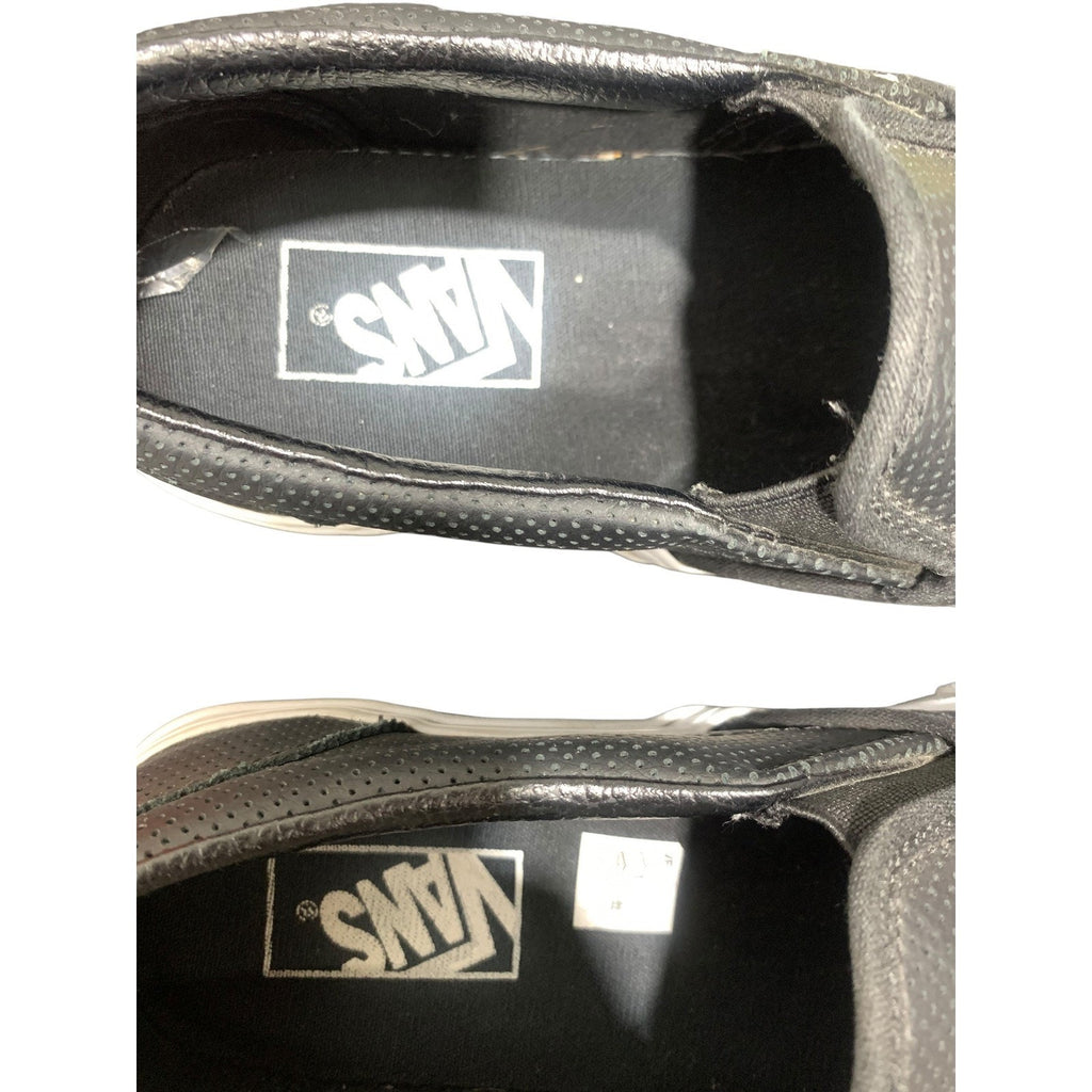 Vans Classic Slip-On Perforated Black Leather Sneakers Mens 8 Womens 9.5