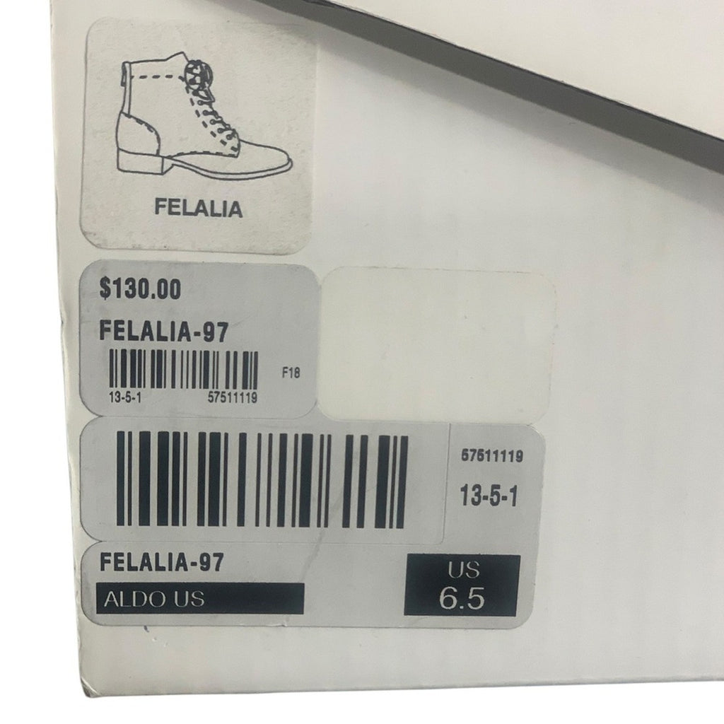 ALDO FELALIA Black Leather Lace Up Side Zip Combat Boots Women US 6.5