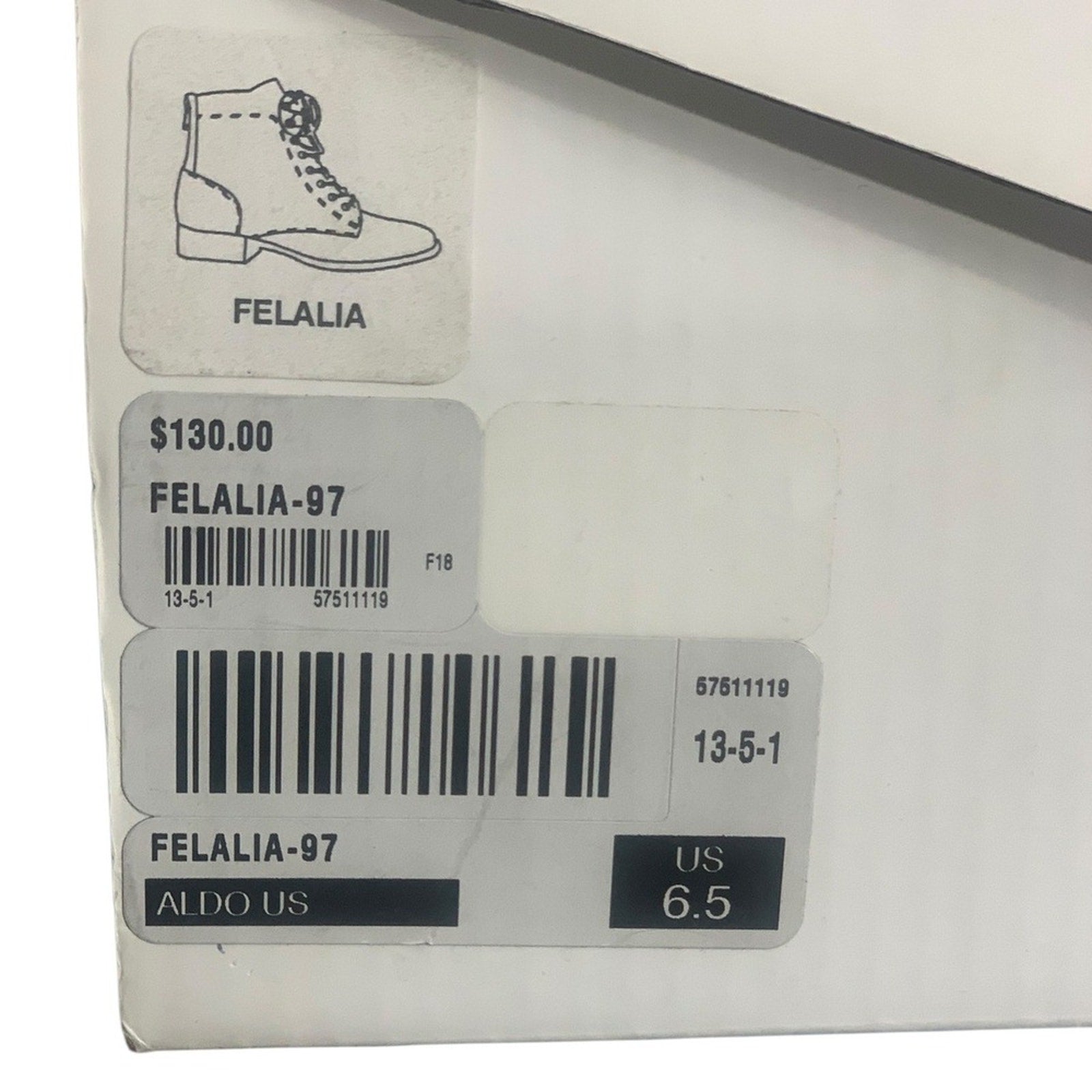 ALDO FELALIA Black Leather Lace Up Side Zip Combat Boots Women US 6.5