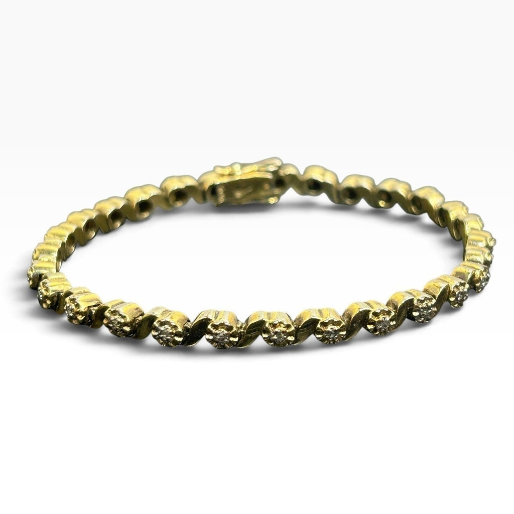 Sterling Silver 925 Gold Tone XOX Gemstone Tennis Bracelet 7.75" 16g