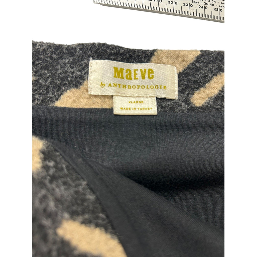 Anthropologie Maeve Delphine Leopard Sweater Pencil Skirt XL Gray Tan Midi Lined