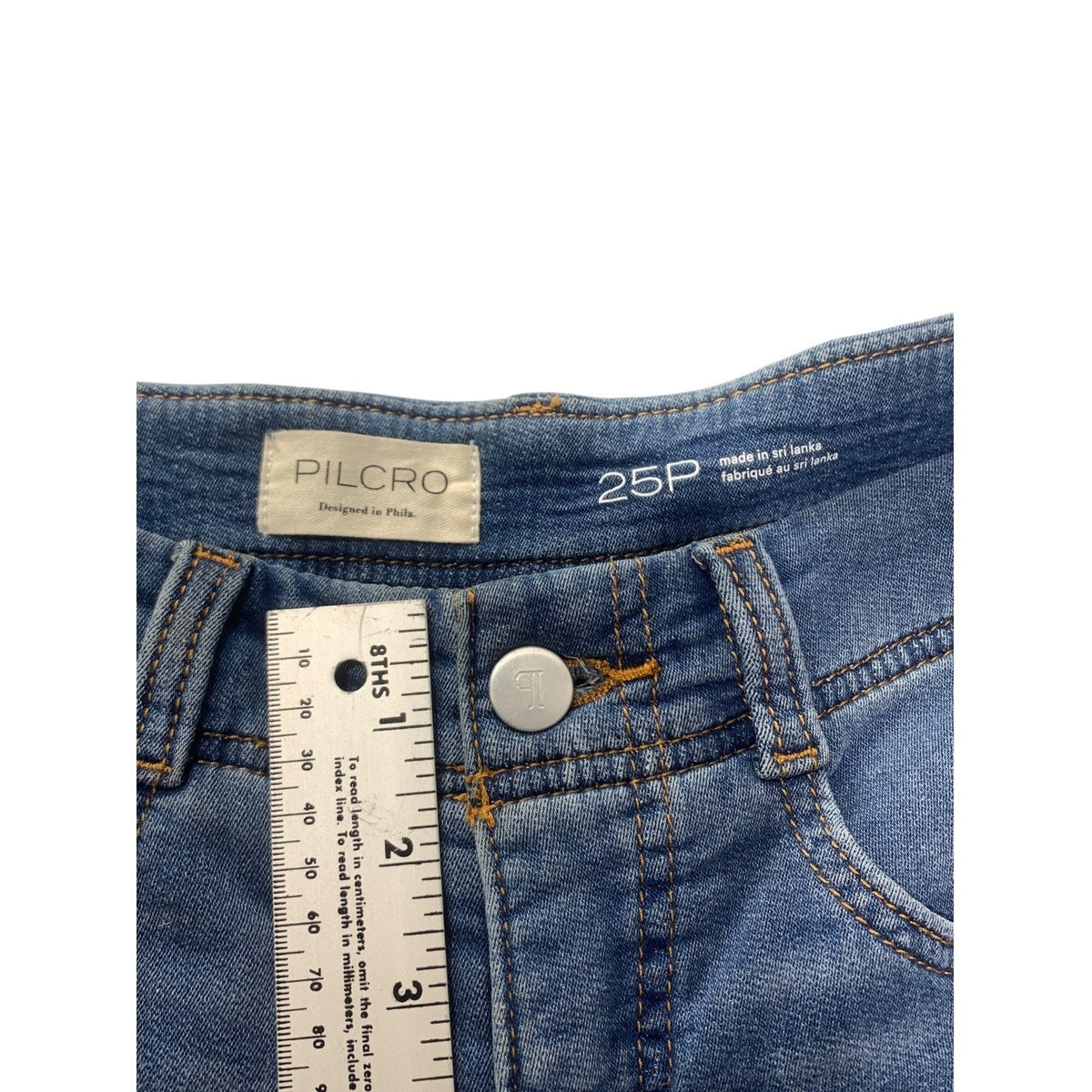 Pilcro and the Letterpress Wide Leg Denim Jeans Medium Wash Petite 25P High Rise
