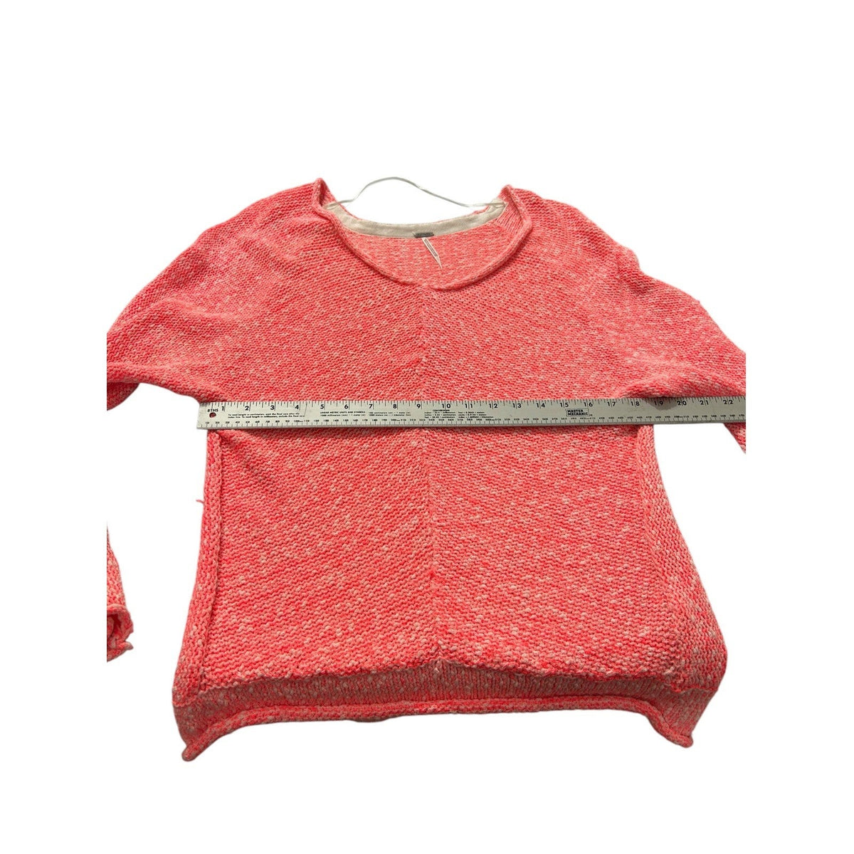 Free People Neon Flamingo V-Neck Marled Knit Relaxed Sweater OB1072421 Size S