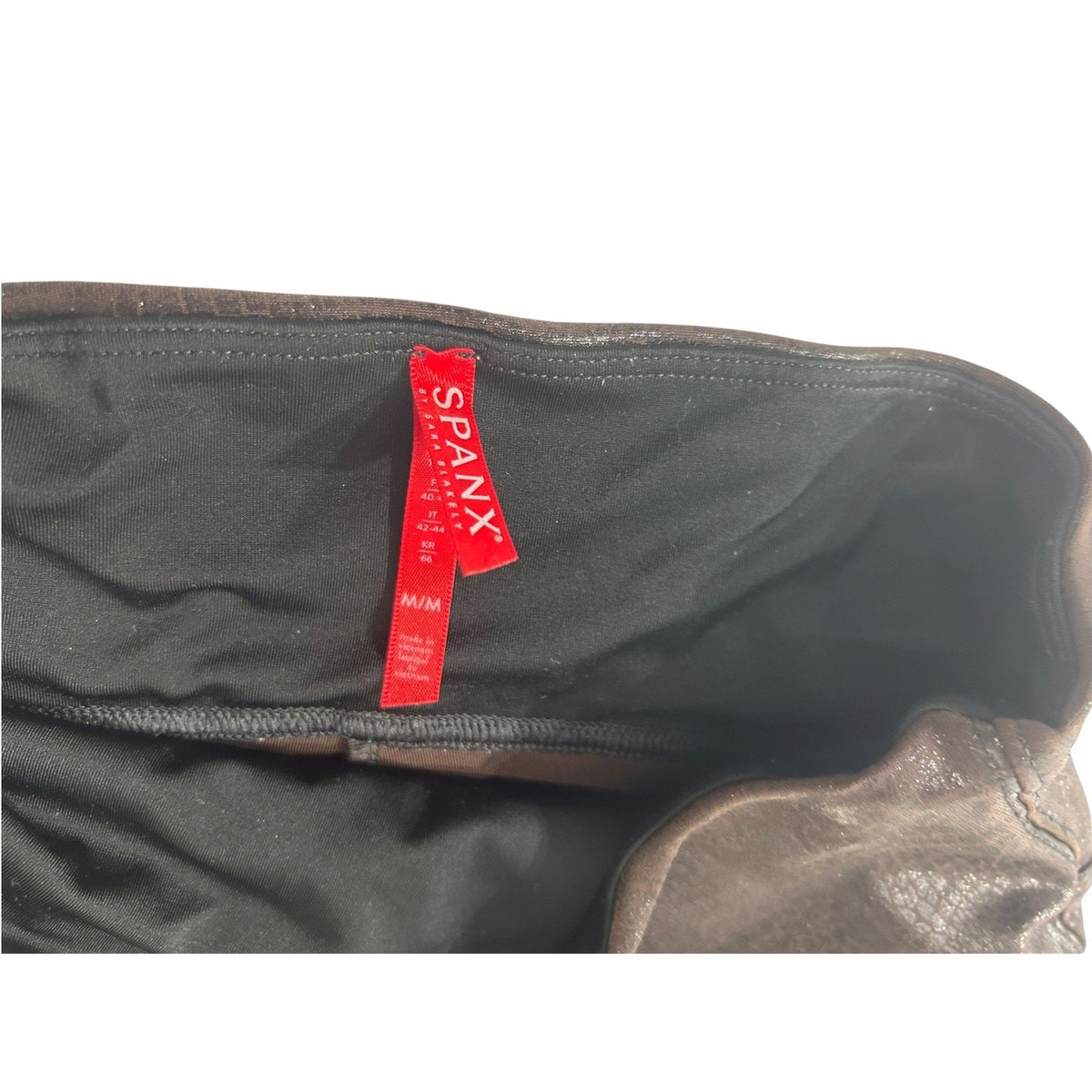 Spanx Faux Leather Croc Leggings Dark Brown High Waisted Medium Slimming Pants