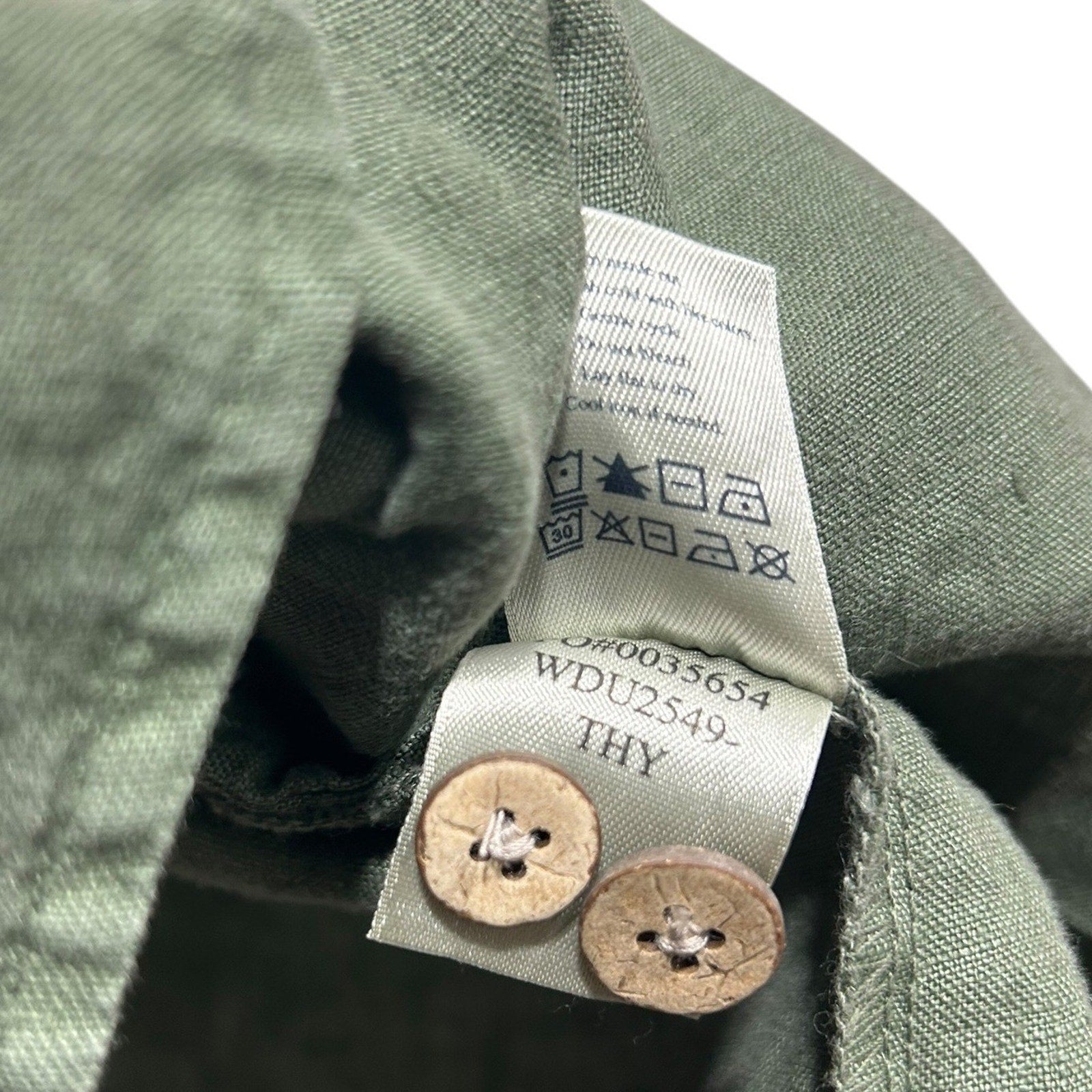 Faherty Mens 100% Linen Short Sleeve Camp Collar Shirt Thyme Green Large WDU2549