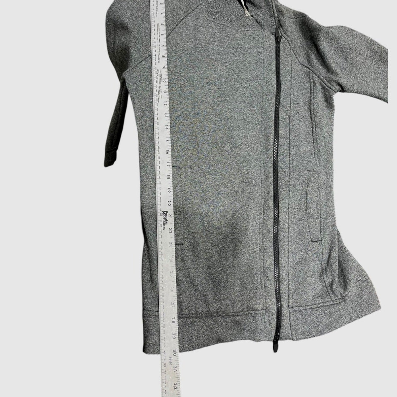 Lululemon Back To It Wrap Heathered Speckled Black Gray Asymmetrical Zip Size 6