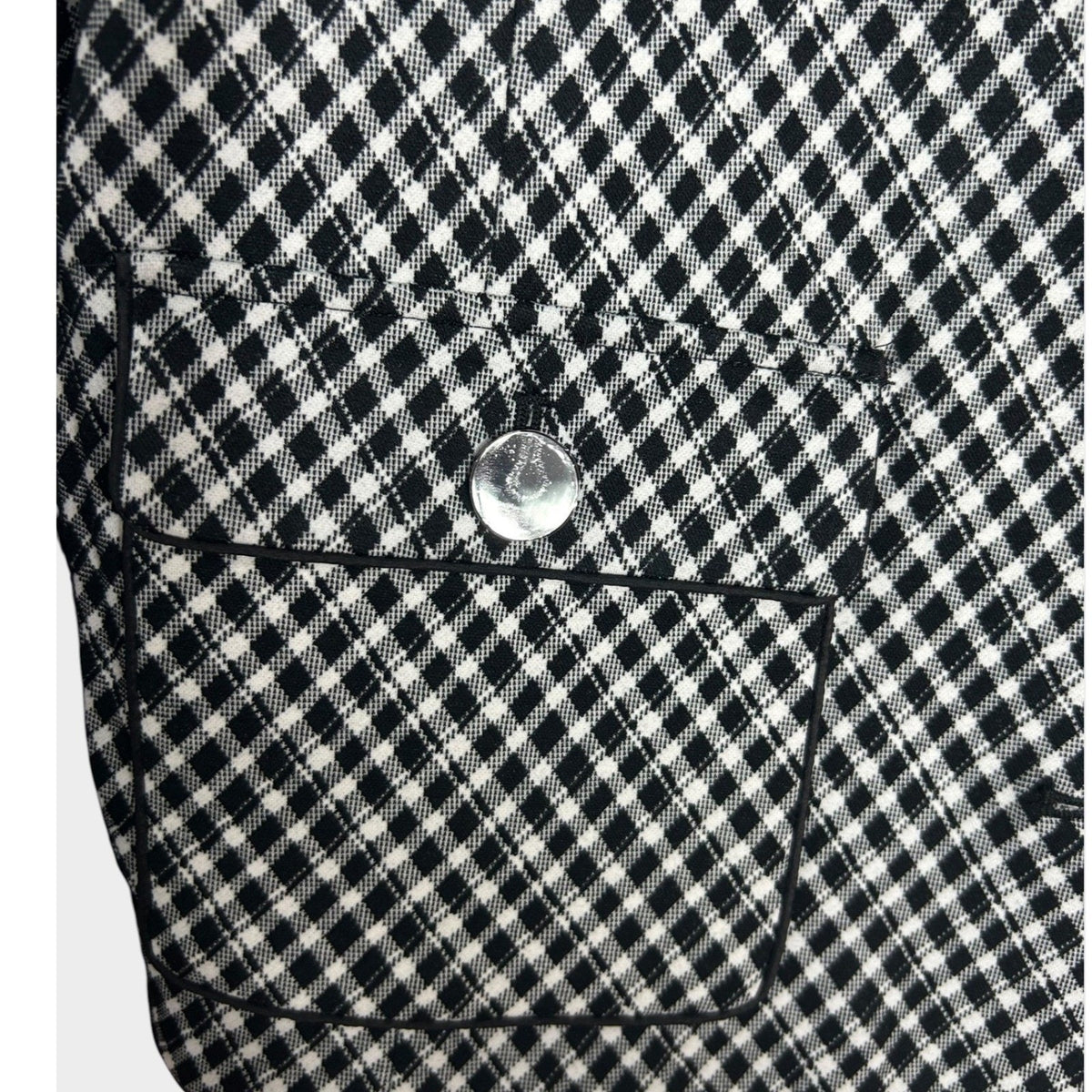 Spanx Ponte Black White Gingham Button Front Jacket Blazer Medium career preppy