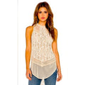 Free People Modern Lace Mesh Maisie Tunic Tan Embroidered Swiss Dot Medium Boho