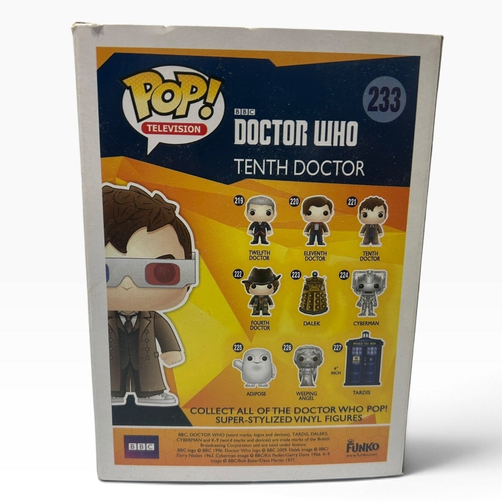 Funko Pop Doctor Who Tenth Doctor 233 Hot Topic Exclusive 3D Glasses Figure Rate