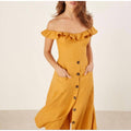 Reformation Hattie Linen Midi Dress, Mustard Yellow SZ 2