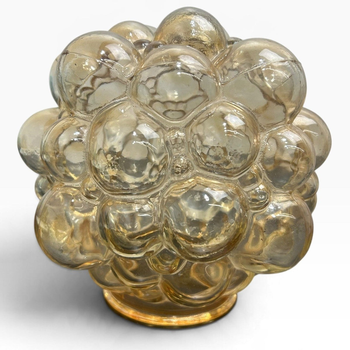 Vintage Helena Tynell Iridescent Bubble Mom Glass Light Shade 6x6 Amber MCM