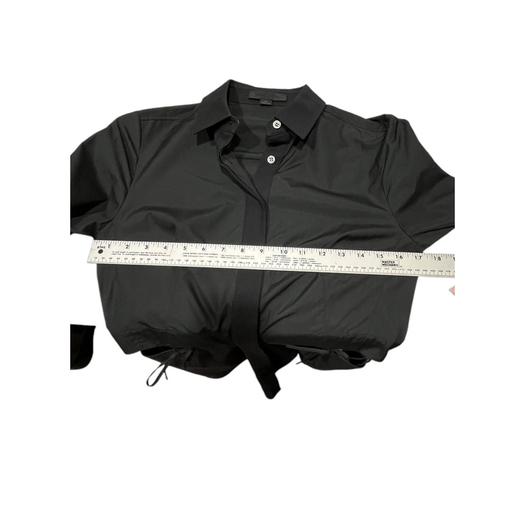 Alexander Wang Black Cotton Cutout Tie Waist Shirt Dress Size 2 Long Sleeve