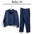 Bailey 44 Navy Blue Mock Neck Soft Knit Modal Sweatshirt & Pants Set small