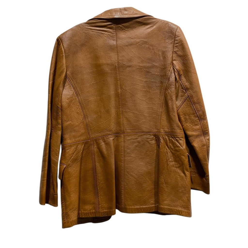 Brigham Sportswear Tan Leather Blazer Jacket Women 15/16 Classic Business Casual
