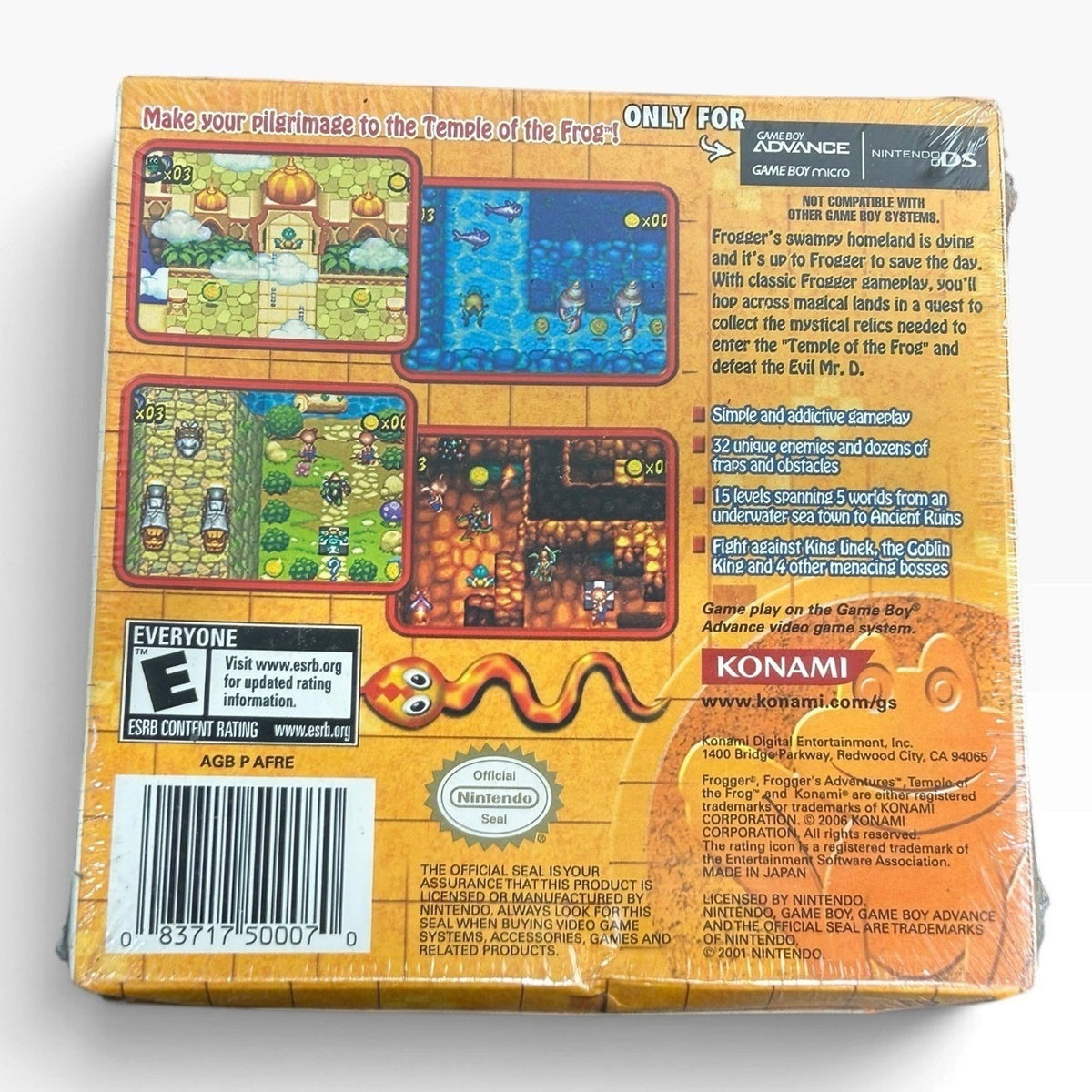 Sealed Frogger's Adventures Temple of the Frog Game Boy Advance GBA Konami Rare