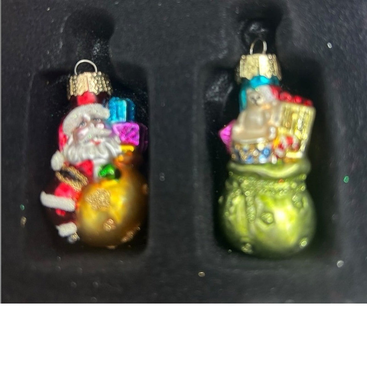 Unique Treasures 25pc Miniature Blown Glass Christmas Ornament Set Santa Xmas