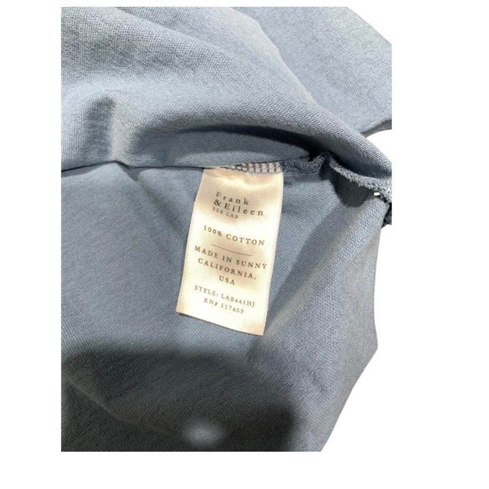 Frank & Eileen Nicole Long Sleeve Popover Dress Dusty Blue 100% Cotton Sz S