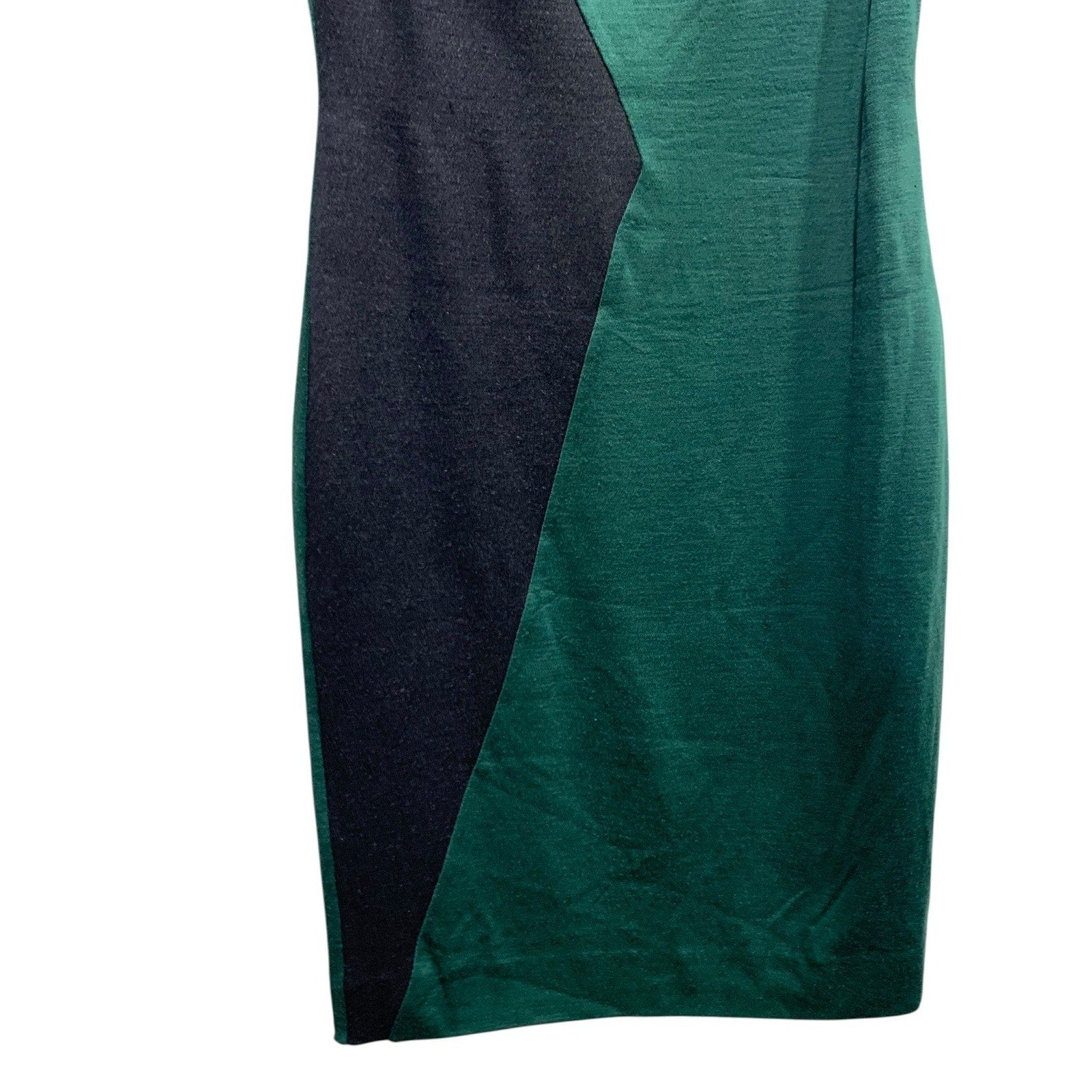 Diane von Furstenberg DVF Green Black Wool Colorblock Sheath Dress Size 4